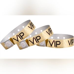 WristCo Premium Holographic Gold VIP Plastic Secure Snap Wristbands 5/8"x10"